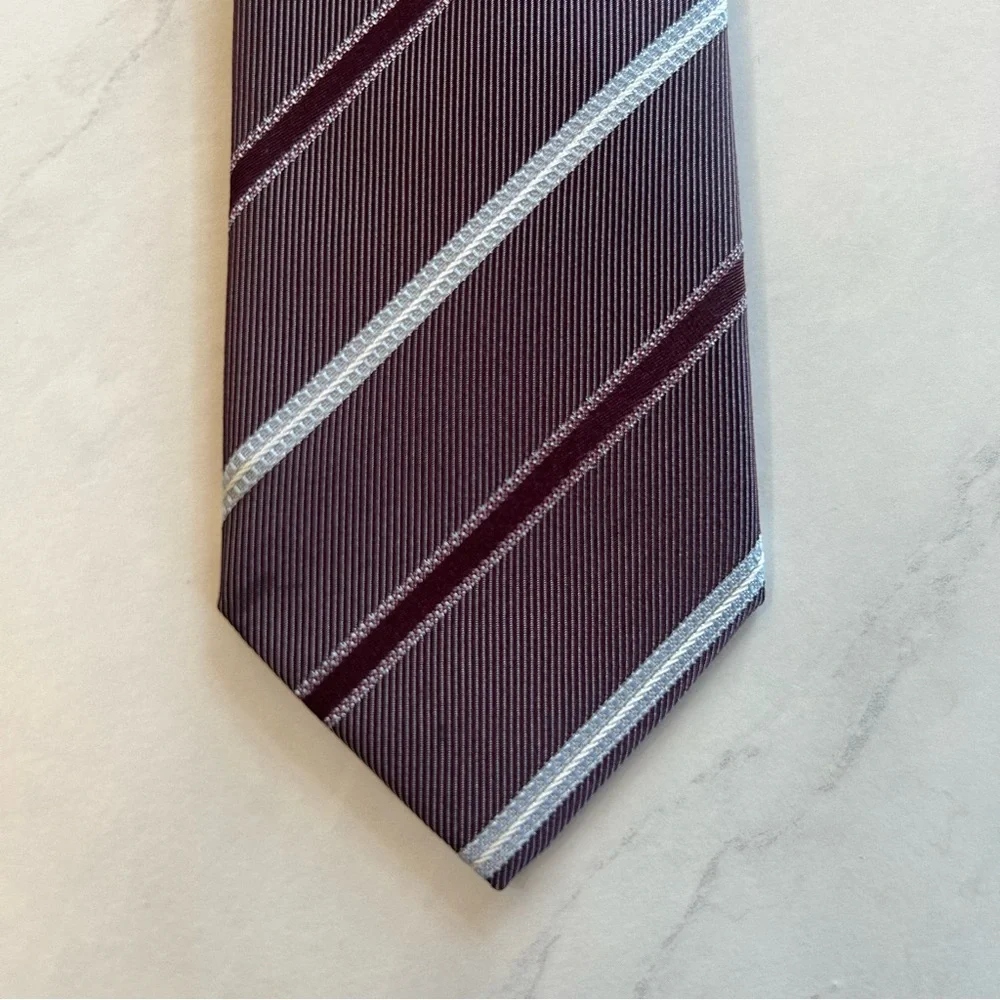 HUGO Brown and Gray Striped Tie Classic Accessory